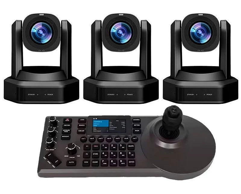 Kit de câmeras PTZ com controlador para livestreaming ao vivo